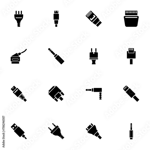 Plug icon - Expand to any size - Change to any colour. Perfect Flat Vector Contains such Icons as power cable, pin, socket, electricity, connector, jack, dvi, usb, hdmi, vga and more