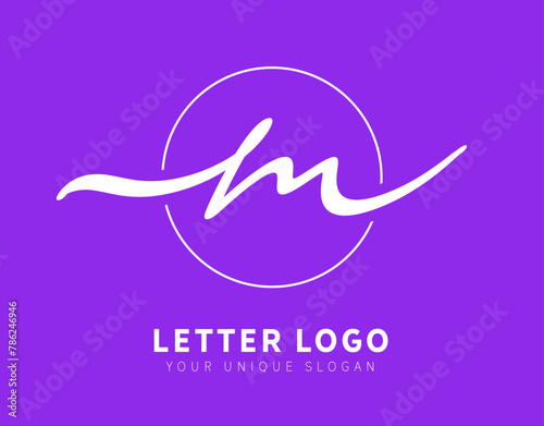 m letter logo design. Hand drawn calligraphy sign. Logotype design for your unique brand.