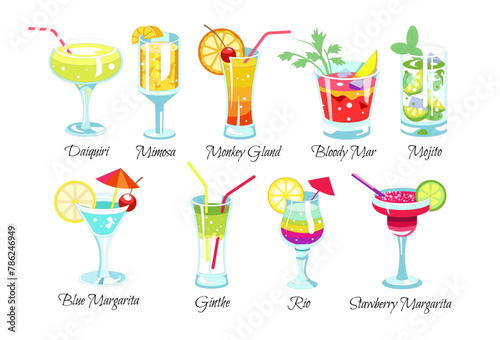Assorted Colorful Cocktail Drinks Menu