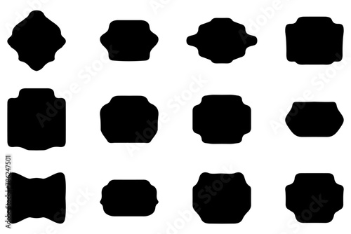 Label frame silhouette icon set