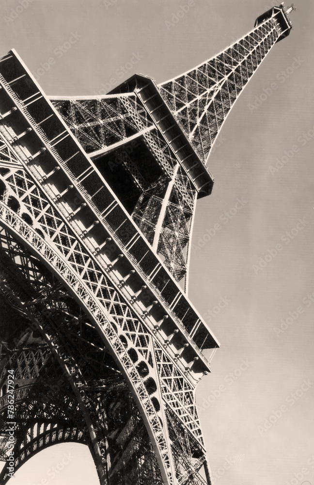Fototapeta premium France. Paris. Eiffel Tower, sepia effect.