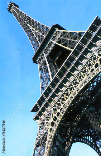 France. Paris. Eiffel Tower against the blue sky.