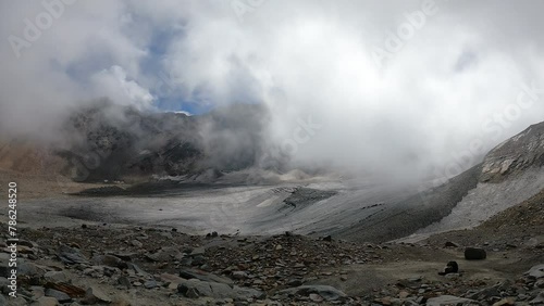 Timelapse of cloud movement over the glacier of Pin Bhabha pass in Himachal Prades, India photo