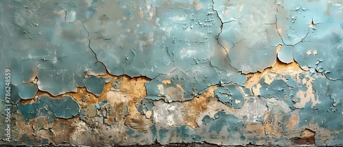 Time-Worn Texture: Crumbling Elegance. Concept Architecture, Urban Decay, Vintage Aesthetic, Weathered Surfaces, Artistic Photography photo