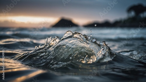 Coastline flooded with water after a tsunami