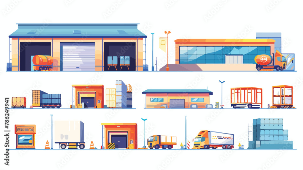 Warehouse technology vector illustrations.