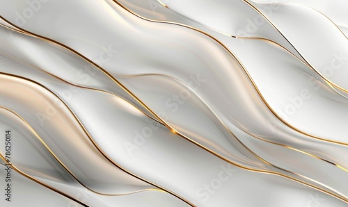 White waves. Flow background. Golden lines and waves. Luxury gold background.