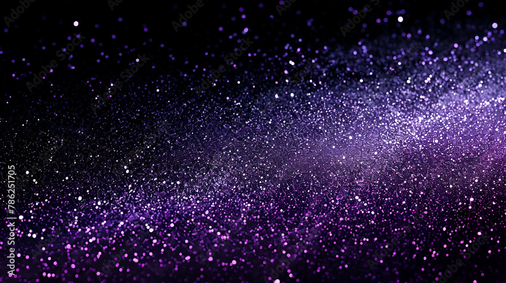 Modern dark purple black glitter sparkle confetti background for happy birthday party invite, Spooky Halloween magic trick treat night, mardi gras, princess, women wedding dance or Christmas gala sale - obrazy, fototapety, plakaty 