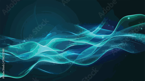Abstract green blue wave light effect in perspective 