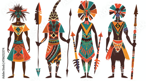 African tribe pattern wallpaper set vector illustration