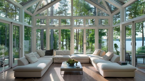Chic conservatory design seamlessly integrating with the natural beauty outdoors.