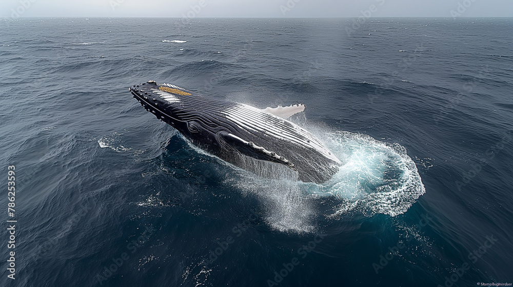 Fototapeta premium Dolphin leaping joyfully amidst ocean waves