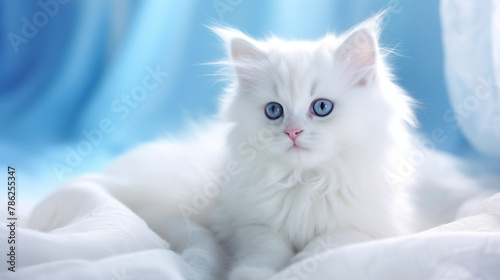 white cat with eyes