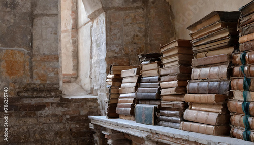 Viele alte Bücher in einem alten Kloster  photo