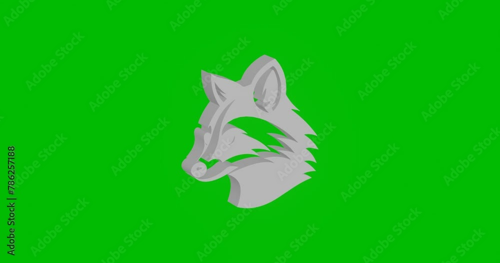 Animation of rotation of a white raccoon head symbol with shadow ...