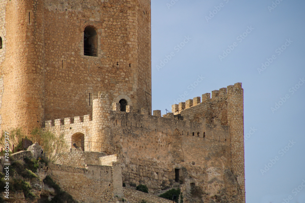 Alcalá del Júcar castle is located on a rock formed by the gorge of the Júcar River, from where the entire town can be seen, in the province of Albacete, La Manchuela, Castila la Mancha, Spain