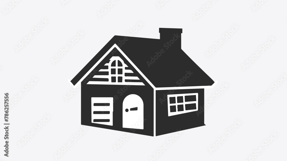 House icon in black and white flat vector isolated