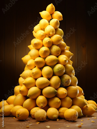 huge pile of lemons creating a pyramid, photo realistic сreated with Generative Ai