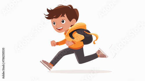 Illustration of a boy running. Drawing on paper flat vector