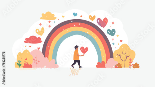 Illustration of an empty template with a rainbow