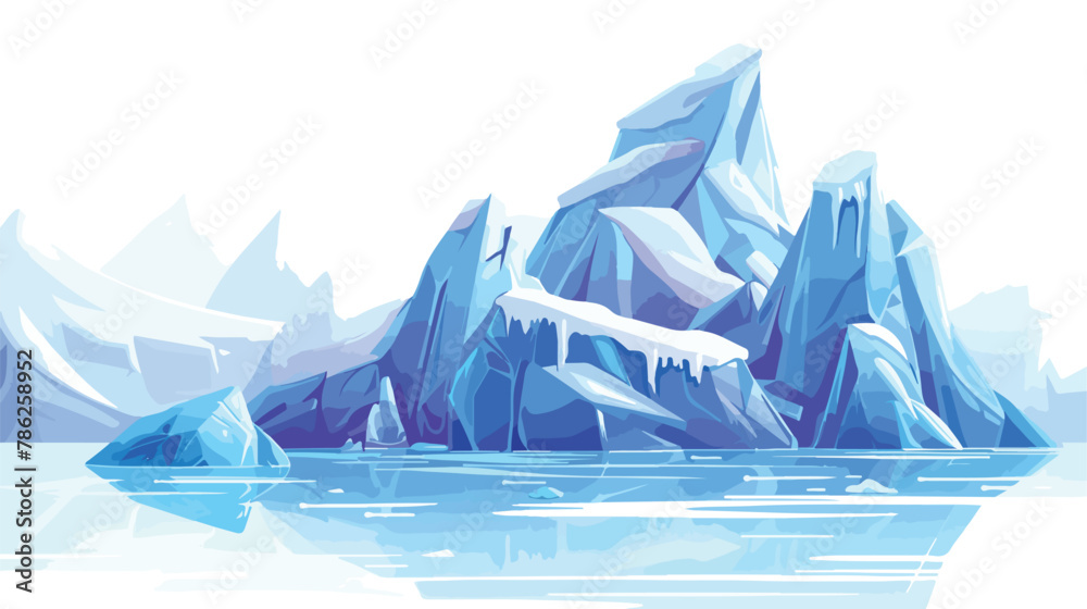 Cartoon realistic nature winter arctic ice landscape
