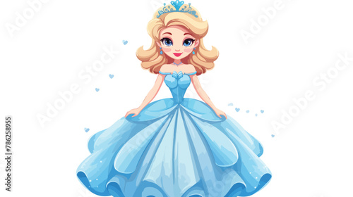Illustration of isolated cartoon princess on white background