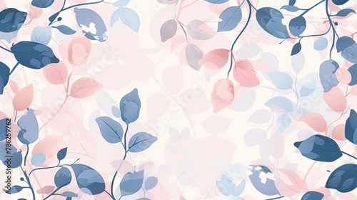 Simple flat illustration of botanical background in delicate pastel colors