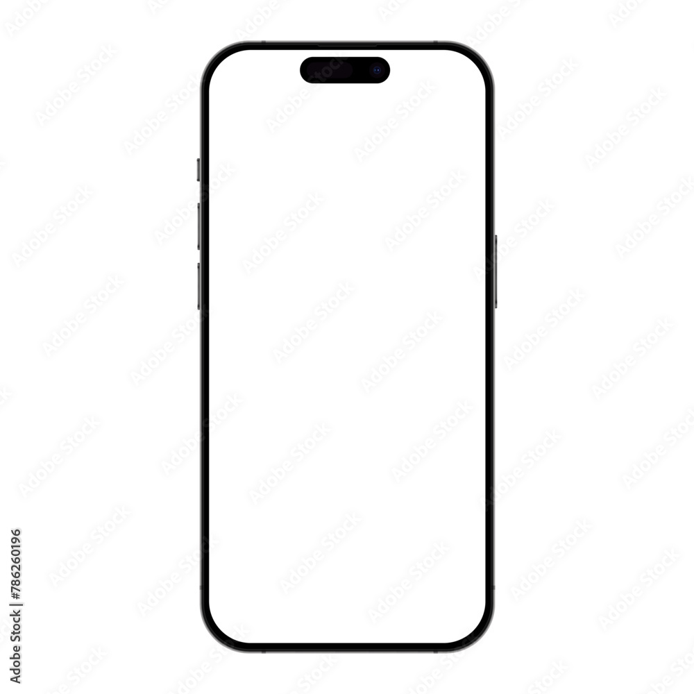 Realistic vector mockup phone for visual ui app demonstration. High quality realistic newest version of smartphone with blank white screen Realistic vector mockup phone for visual ui app demonstration. High quality realistic newest version of smartphone with blank white screen