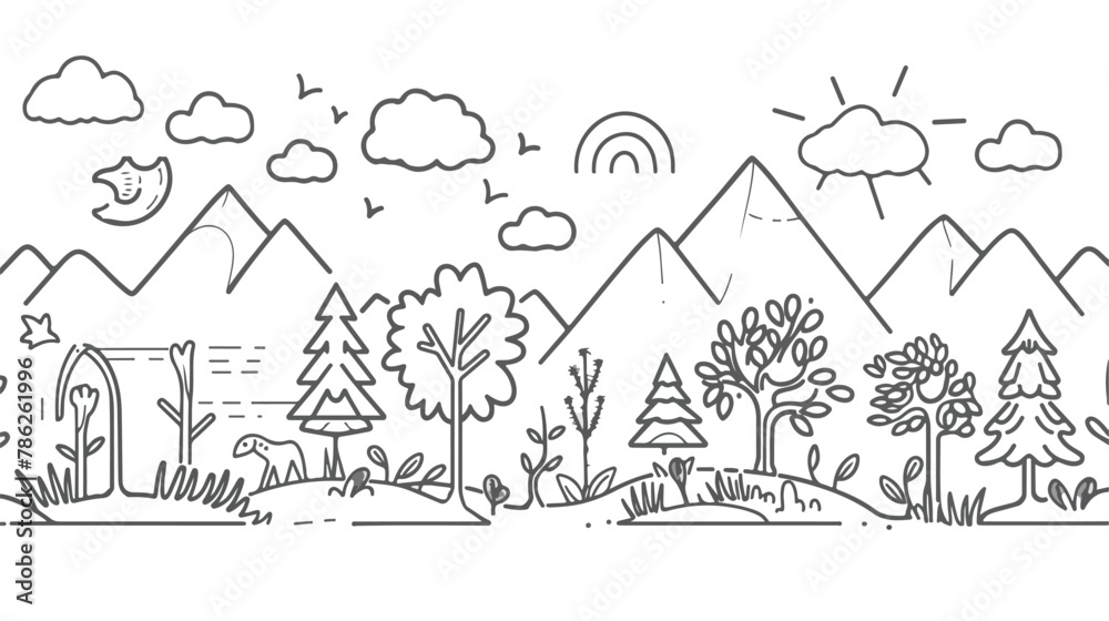 Different nature in line style Vector illustration