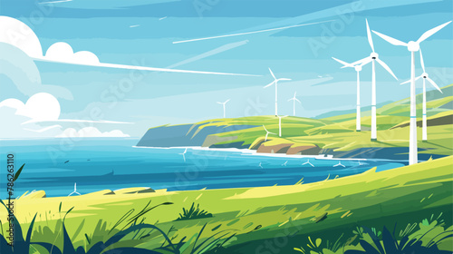 Energy horizontal concept backgrounds with wind turbin