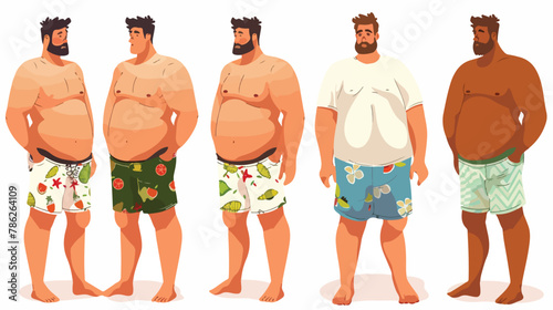 Fat man in casual and summer underwear clothes set photo