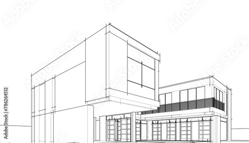 house building sketch architecture vector illustration © Yurii Andreichyn