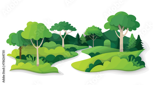 Forest woods cardboard paper landscape. Park green tree
