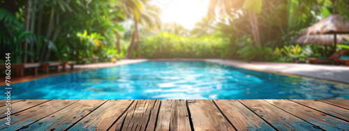 Beautiful outdoor pool tropical resort banner