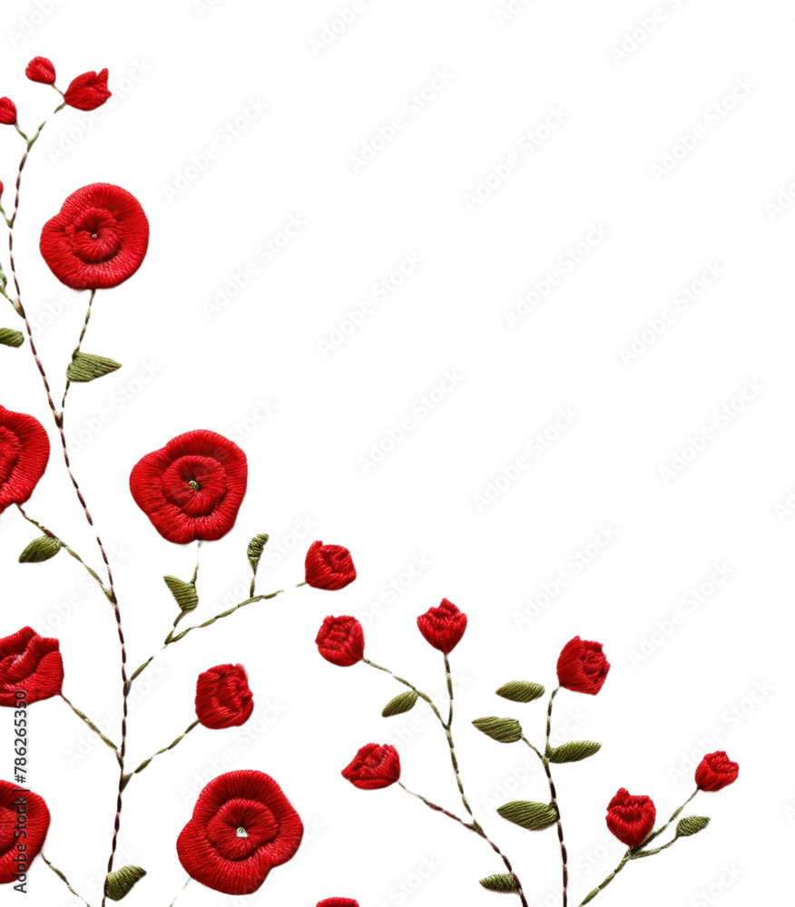 PNG Little red roses pattern backgrounds embroidery