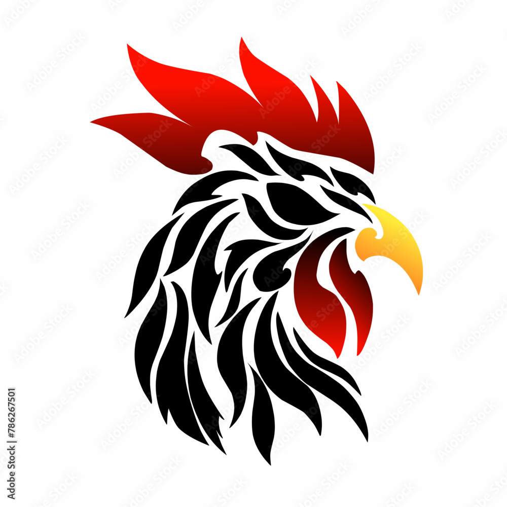 Fototapeta premium graphic vector illustration of tribal art design rooster head clip art