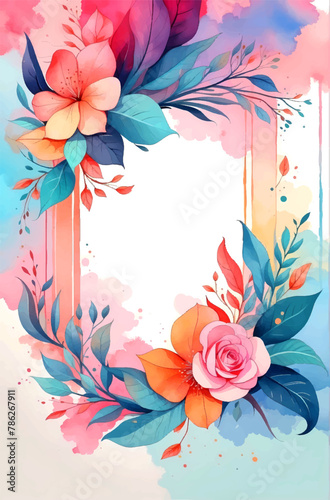 beautiful floral wreath wedding invitation card template