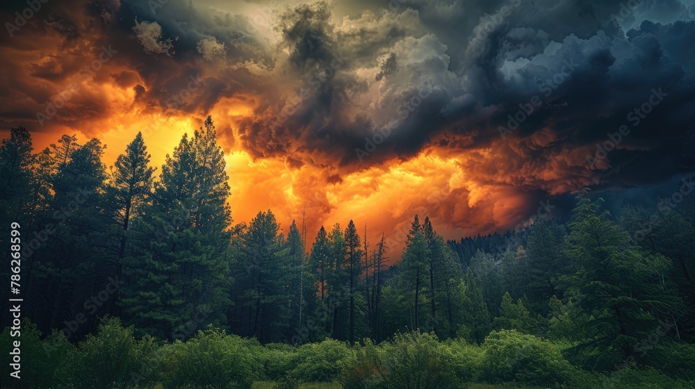 Approaching Storm in the Sky and Forest