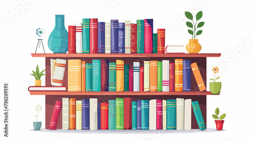 Library book shelf literature books vector background