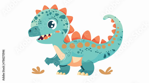 Little cute happy dino. Kid dinosaur for stickers or t © Jasmin