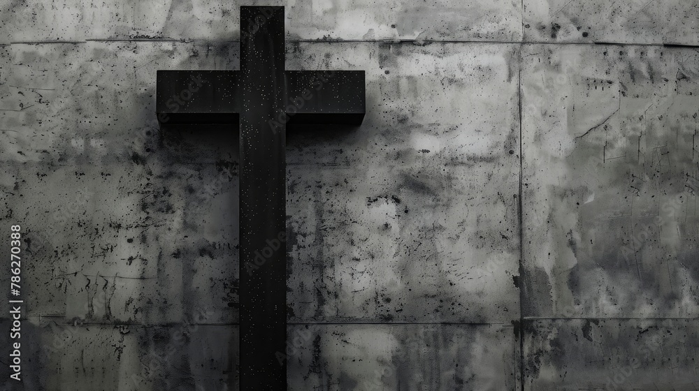 Abstract Minimalism Geometric Contrast of a cross paper textured church poster