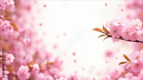 Illustration of sakura on a blurred background with a free space in the middle.