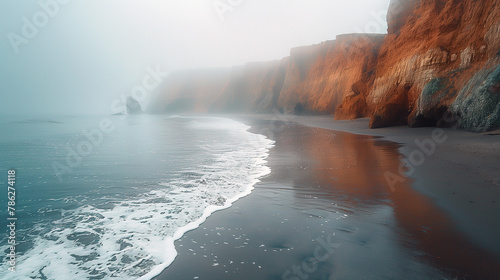 foggy seashore