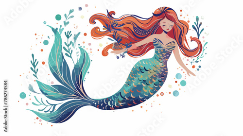 Mermaid is swimming. She is hostess underwater ocean white © Jasmin