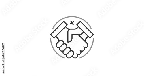 Concluded contract icon animation. Financial deal and partnership strong handshake of leaders. Symbol of trust and communication corporate marketing business. Congratulations on profitable deal.