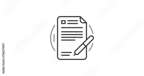 Signing contract line icon animation
