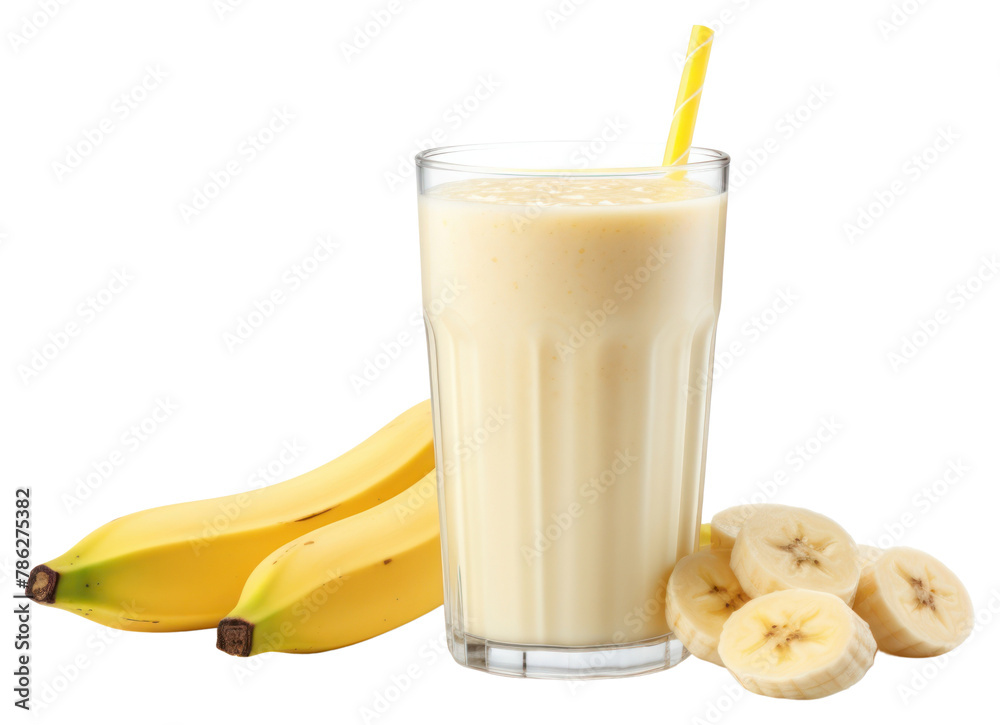 Naklejka premium PNG Banana smoothie drink glass plant