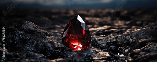 Beautiful shinning red diamond on the black background.