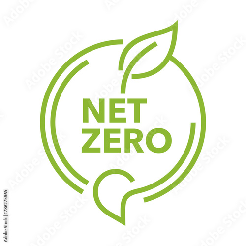 Net zero CO2 neutral label in bold line