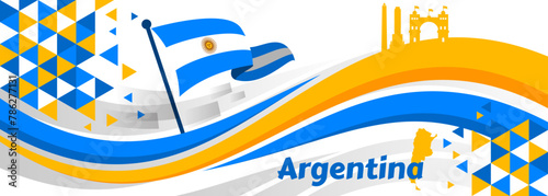 Happy Argentina Independence Day on 9Th of july Vector Illustration with Waving Flag in Flat Cartoon Celebration Hand Drawn Landing Page Templates

